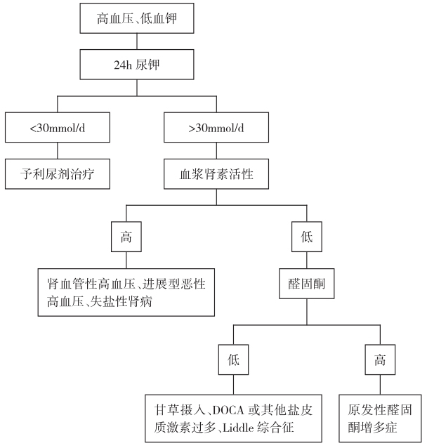 图2 高血压、低血钾诊断思路